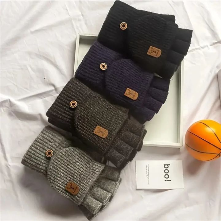 Men%20Women%20Winter%20Gloves%20Half%20Finger%20Open%20Flip%20Design%20Flap%20Warm%20Gloves%20Knitted%20Thickened%20Windproof%20Hand%20Cover%20s%20for%20Outdoor%20-%20Image%206