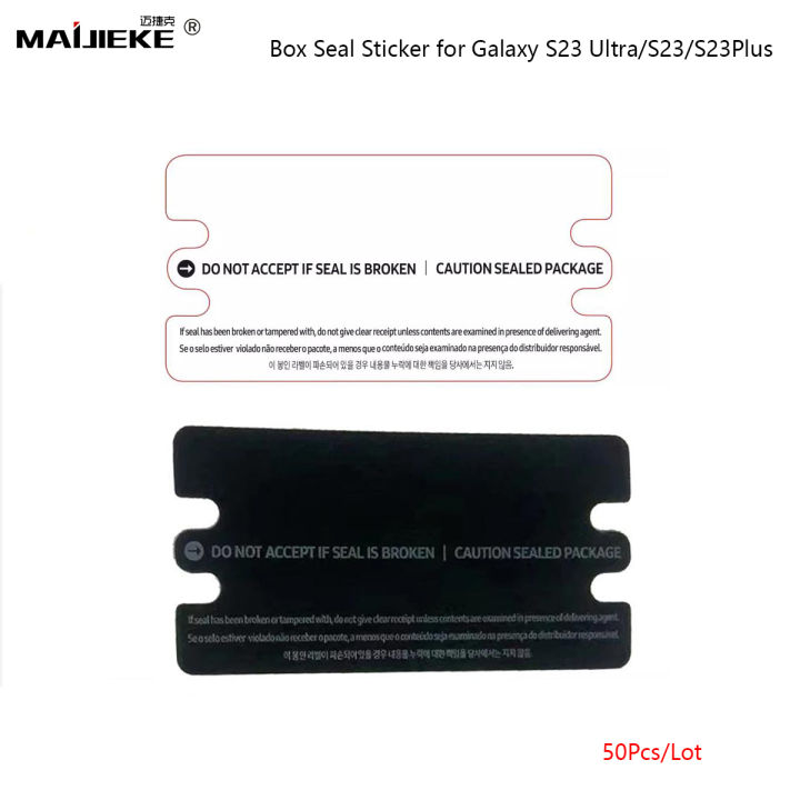 50Pcs Black White Box Label Seal Sticker For Samsung Galaxy S23 Ultra S23U S23 Plus Sealing Marker Indicator US EU SA Version