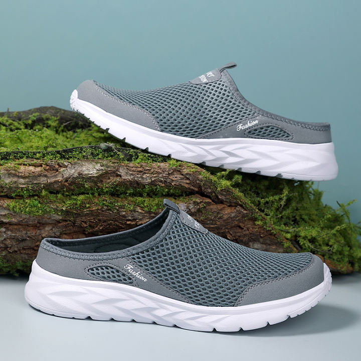 39-47 Men Half Slippers Anti-slip Men's Casual Shoes Lightweight Male Flat Slippers Breathable Fashion Slip on Flats Outdoor