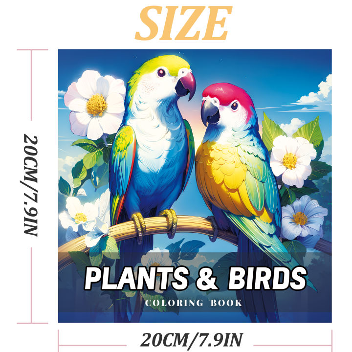 PLANTS%20&%20BIRDS%20Coloring%20Book%2026%20Pages%20Original%20Design%20For%20Children%20Adult%20Picture%20Book%20Kill%20Time%20Graffiti%20Painting%20Drawing%20-%20Image%203