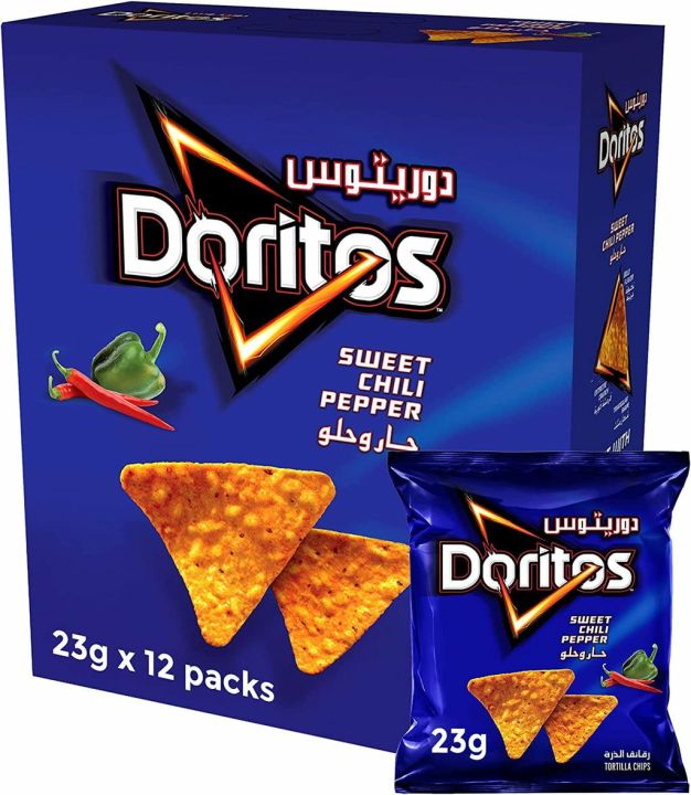 Doritos Tortilla Chips, Nacho Cheese x 23gm x 12 Packets