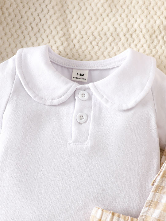 Summer%20newborn%20baby%20boy%20white-collar%20front%20open%20short%20sleeved%20shirt,%20apricot%20checkered%20cartoon%20bear%20embroidery%20pattern%202pieceset%20-%20Image%204