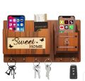 Wooden wall keychain and mobile phone holder wood wall keychain wood mobile charging stand keyholder. 