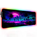 Retrowave Large Desk Mat Extended Pad PC Gamer Cabinet Big Mousepad Gaming Room Decoration Deskmat 90x40 Back Light Led Mousepad. 