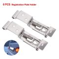 6 PCS Rectangular Car License Plate Spring Loaded Stainless Steel Bracket Cars Frame Holder Clamps Trailer Number Plate Clips. 