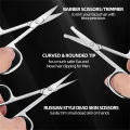 Stainless Steel Small Scissors, Curved & Rounded Blunt Tip for Eyebrows, Eyelashes, Beard Trimming, Moustache.