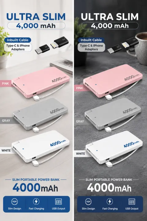 4000mah-Portable%20Power%20Bank,%20Usb%20Port,Input%20and%20Output%20Fast%20Charge%20-%20Image%202