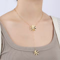 Kissmoon Exaggerated Flower Pendant Necklace for Women Stainless Steel Exquisite Flower Beaded Chain Necklace Jewelry . 