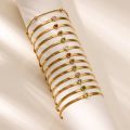 Green Zircon Heart Bracelets For Women Gold Color Stainless Steel 12 Birthstone Heart Bracelet Wedding Birthday Jewelry Gift. 