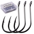 Aorace 100pcs/Box Fishing Hooks Iseama Circle Carp Eyed Fishing Hook Set Size 2-15# Ring Eye Japan Fishhooks Single Jig Hook. 
