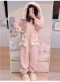 Coral Velvet Onesies Women Cute Rabbit Kigurumi Unicorn Preppy Cartoon Hooded Kawaii Thicker Winter Warm Cotton Pajamas Homewear. 