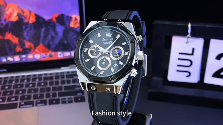 Olevs 9911 TPU Silicone Chronograph Wrist Watch For Men