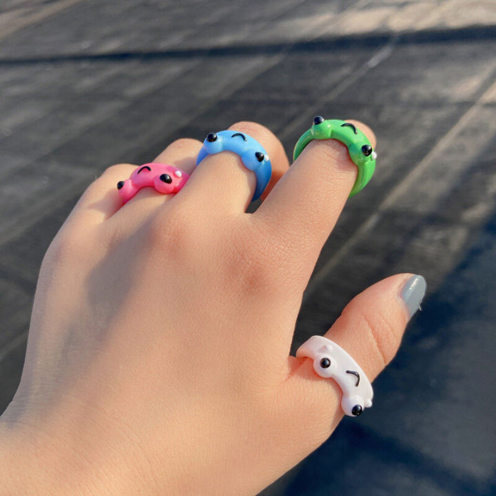 Fashion frog ring colorful resin ring personality animal cartoon cute finger ring