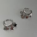 Korean Small Star Hoop Earrings Cute Silver Color Tassel Geometric Style Earring Fashion Punk Y2k Jewelry . 