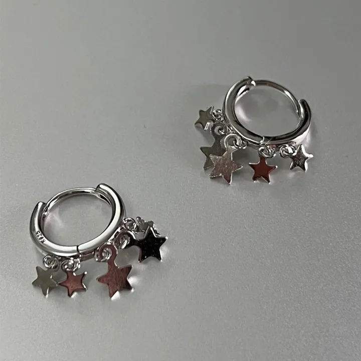 Korean%20Small%20Star%20Hoop%20Earrings%20Cute%20Silver%20Color%20Tassel%20Geometric%20Style%20Earring%20Fashion%20Punk%20Y2k%20Jewelry%20%20-%20Image%203