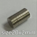 1 PCs 20x2mm high magnetic force 20x2mm flat magnet high suction force neodymium magnet round flat magnet 20*2mm flat magnet. 