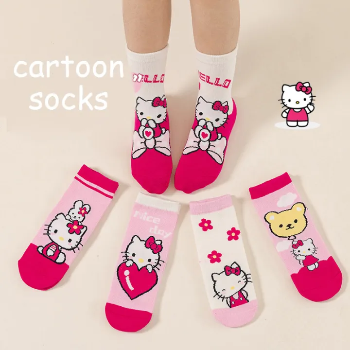 Cute%20Hello%20Kitty%20Girls%20Socks%205%20Pairs%20Kawaii%20Cartoon%20Cotton%20Crew%20Socks%20for%20Kids%20Casual%20Daily%20Socks%20-%20Image%205