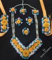 Bridal Artificial Flower  Jewellery Set / Bracelets / Earing/ / Tikka  For Mendhi, and Multi faction #-JS11. 