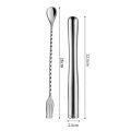 PGY 2Pcs Stainless Steel Cocktail Muddler with Bar Mixing Spoon Cocktail Muddler Long Drink Stirrer Bartender Bar Accessories.