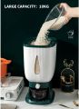 10Kg Rice Dispenser Storage Container Sealed Grain Cereal Dispenser Storage Box with Lid Measuring Cylinder. 