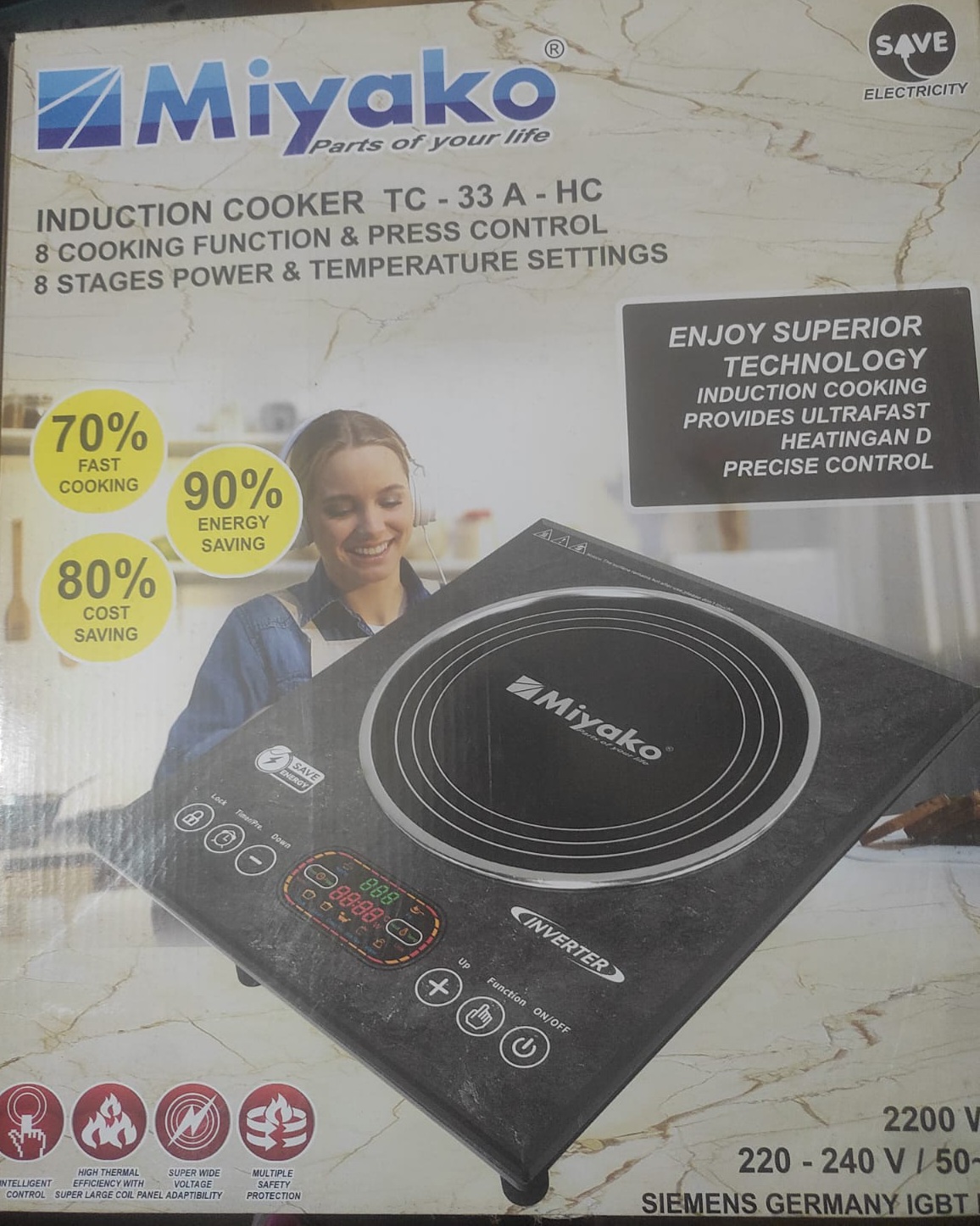 2200WATT Miyako Induction Cooker TC-33 A-HC (INVERTER)