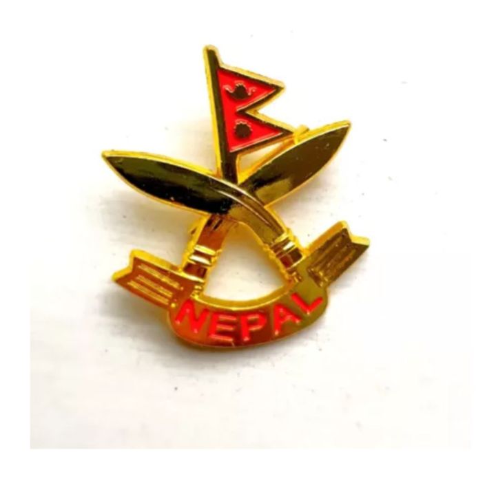 Nepal Flag With Khukuri Cross Brooch Badge ( Pack Of 3 )