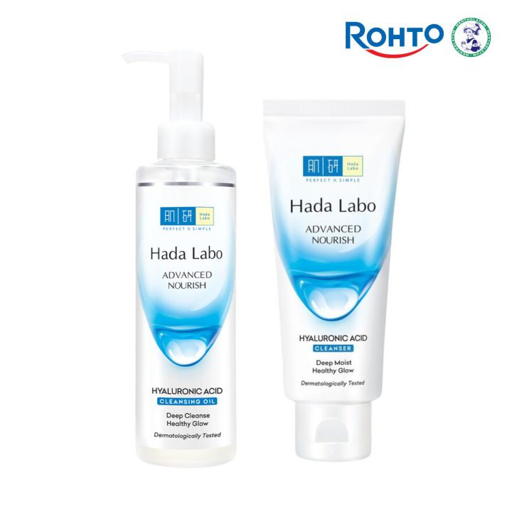 Rohto Mentholatum Double Cleanse Combo (Hada Labo Advanced Nourish Hyaluronic Acid Cleansing Oil 200ml + Hada Labo Advanced Nourish Cleanser 80g)