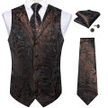 Men's Vest Tie Set Paisley Tuxedo Suit Waistcoat and Necktie Hankerchief Cufflinks for Wedding Party Groom Clothing. 