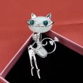 Opal Super Cute Kitten Cat Eye Stone Brooch Crystal Collar Creativity Dress Fashionable Style Wedding Accessories.