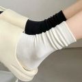 Socks Women's spring and autumn pure color ins medium hose loose pregnant women's socks soft pile socks. 