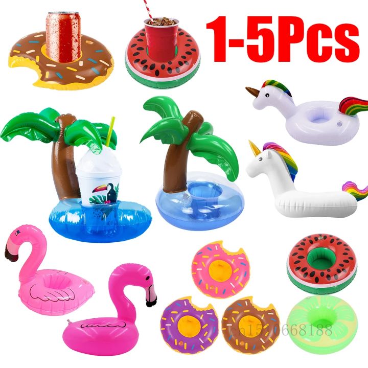 1-5Pcs Floating Cup Inflatable Flamingo Drinks Cup Holder Pool Float ...