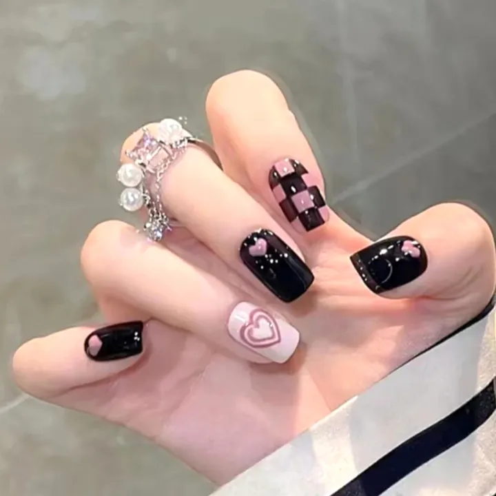 12pcs/24pcs%20Korean%20Style%20Fake%20Nail%20Tips%20Set%20%7C%20Multiple%20Designs%20%7C%20With%20Double-Sided%20Nail%20Glue%20Stickers%20-%20Image%206