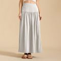 Women's high-waisted skirt simple loose skirts patchwork long skirt casual fashion solid color skirt with pocket faldas. 