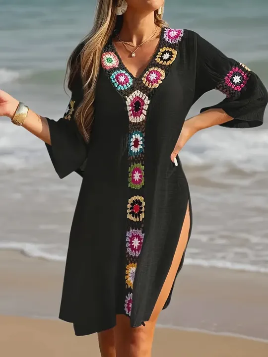 Fashion%20Style%20Hand%20Crochet%20Flower%20Block%20Beachwear%20Cover%20Up%20Beach%20Holiday%20Casual%20See-Through%20Dress%20Breathable%20Sunscreen%20Smock%20-%20Image%205