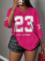  Casual Minimalist Letter NO.23 Graphic T-Shirt For Women Summer Sports Jersey Suitable For Basketball Games Y2k Ladies Clothes. 