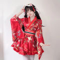 Japanese Modified Kimono Dress For Women Bathrobe Summer Cosplay Costume Anime Halloween Costumes Sweet Geisha Kawaii Girl.