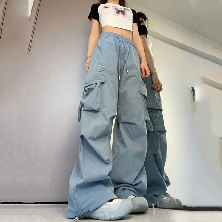 Women Y2K Cargo Pants High Waist Streetwear Hip Hop Trousers Female Big