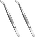 Stainless Steel Tweezers, with Curved Serrated Tip Multipurpose Tweezers Sewing Machine Tweezers Forceps for Craft Repairing (2 Pcs set). 