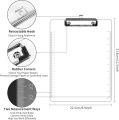 Transparent Plastic Clipboards Bulk Acrylic Clear Clip boards with Low Profile Metal Clip Board 12.5 x 9 Inch Letter Size Clipboard Class Set for Classroom with Hanging Hook. 