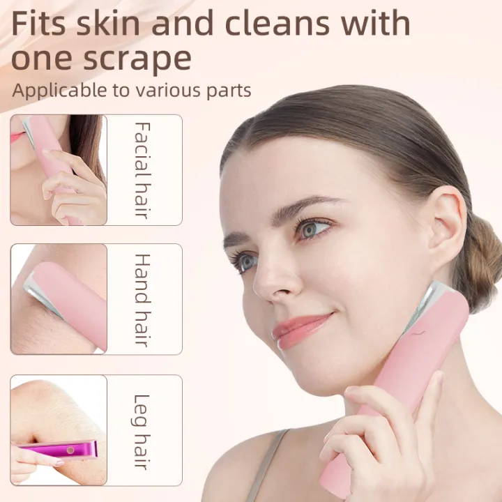 Electric%20Face%20Dermaplane%20Razor%20Dermaplaning%20Tool%20with%206%20Refill%20Blades%20for%20Women%20Facial%20Exfoliation%20and%20Peach%20Fuzz%20Hair%20Removal%20-%20Image%204