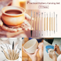 11pcs/set Pottery Tools Wood Double-Ended Wire Knife For Clay Repair, Clay Sculpture Carving Tool Set Ceramic Polymer carveKit.