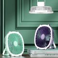 Hanging Fan, Low Noise Rechargeable Power Adjustable Long Battery Life Cute Lightweight Fan with LED Light for Travel. 
