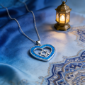 Luxury Blue Heart Opal Pendant with Star of David Inside,White K Plated Meaningful Jewelry,Dainty Minimalist Necklace for Women. 
