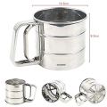 Flour Stainer Sifter Stainless Steel With Handle Hand Press Mesh Straining Cup For Baking Powder Sugar Filter Kitchen Tool (Capacity: 250g). 