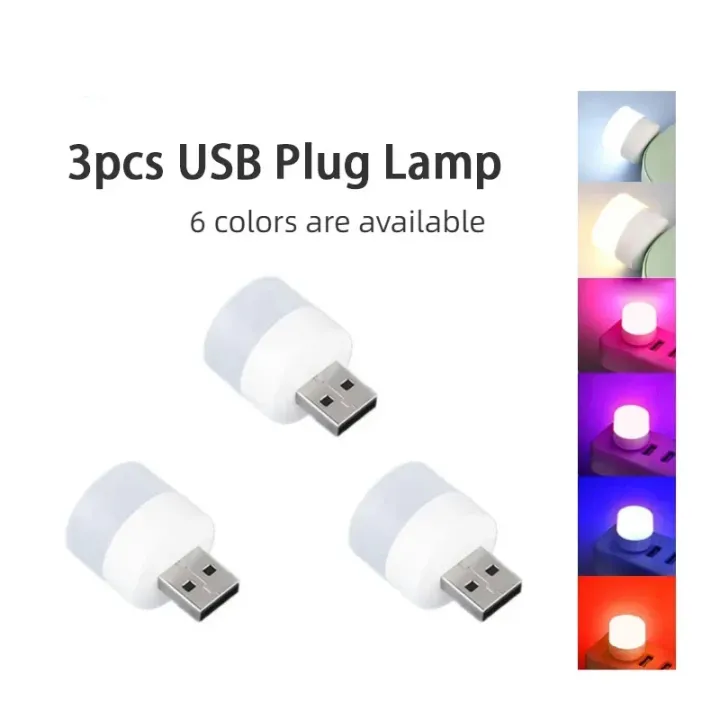 3~20PCS USB Plug Lamp 5V Mobile Power Charging Light Round Eye Protection Reading Night Light Portable Lighting