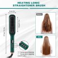 909 2-in-1 Hair Straightener Brush And Curling Comb – Fast Heating, Anti-Scald Ceramic Ionic Hot Comb - Smooth And Frizz-Free Styling At Home Or Travel - Adjustable Temperature - Salon Results For Women And Girls - HQT-909B Hair Styler. 