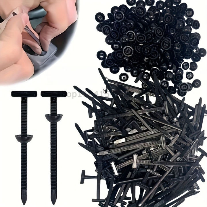 1-300P Nylon Universal Cable Tie Buckle Heavy Duty Self-Locking Zip Ties Holder with Pin Fasteners Car Body UV Resistant Zipties