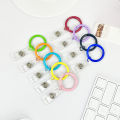 1pc Gradient Pink Transparent Sliding Cover Card Holder With Keychain, Work Student ID Card Bus Transport Card Protector Holder.