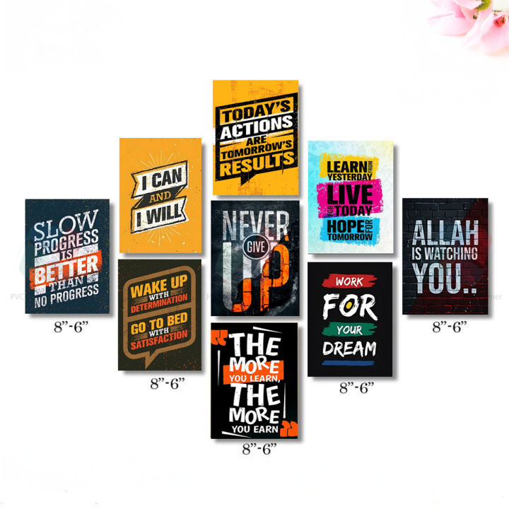 PVC Wallboard Decoration home decoration item 9 pcs pvc board wall poster wall decor photo on wall canvas art decor for home easy set up with bothside tape 6 by 8 Inch