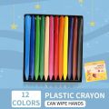 - Pack of 12 Art Supply Childs Plastic Crayons with Box

x No Dirty Hands
x No Dirty Clothes
x Set of 12 Vibrant and Expressive colors. 
